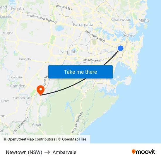 Newtown (NSW) to Ambarvale map