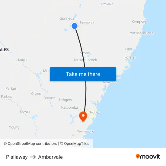 Piallaway to Ambarvale map