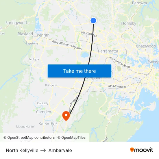 North Kellyville to Ambarvale map