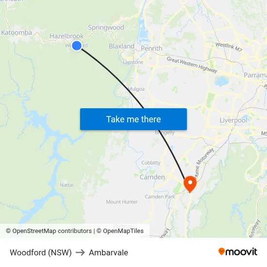 Woodford (NSW) to Ambarvale map