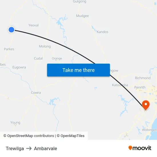 Trewilga to Ambarvale map