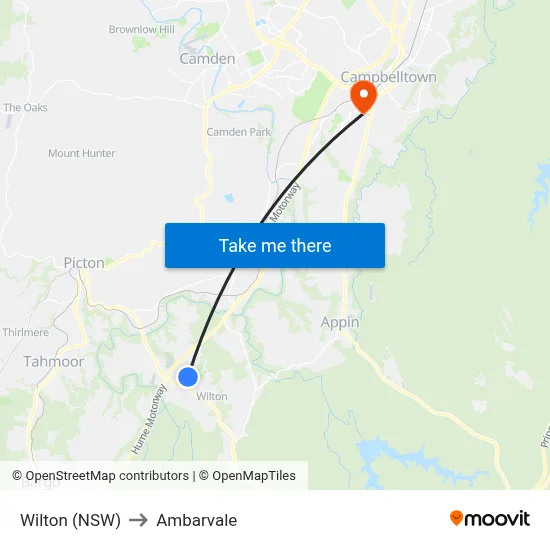 Wilton (NSW) to Ambarvale map
