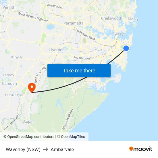 Waverley (NSW) to Ambarvale map