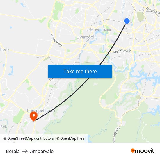 Berala to Ambarvale map