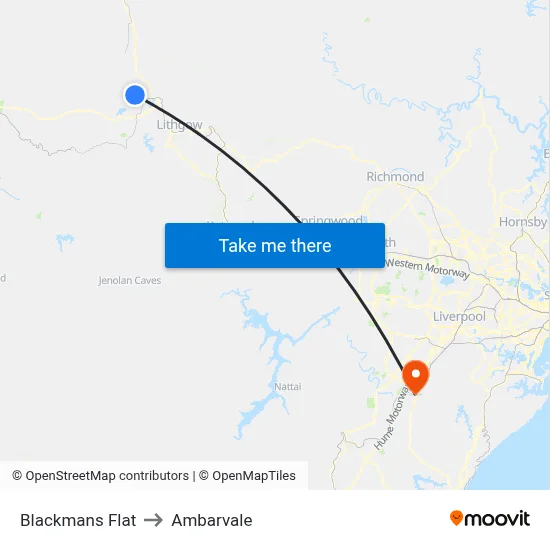 Blackmans Flat to Ambarvale map
