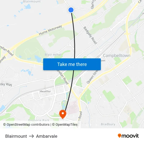 Blairmount to Ambarvale map