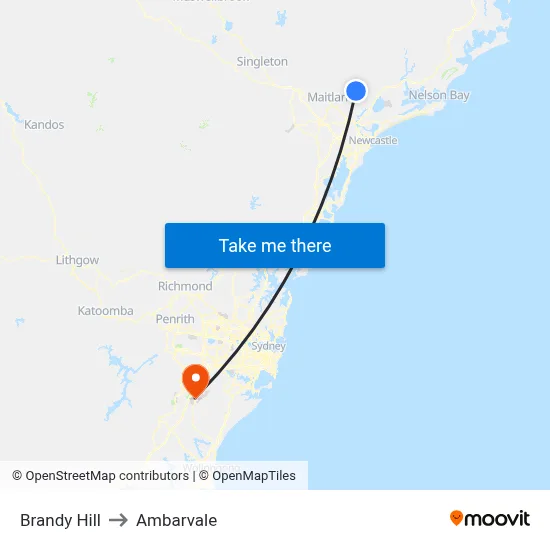 Brandy Hill to Ambarvale map