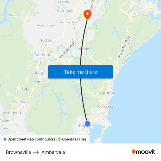Brownsville to Ambarvale map