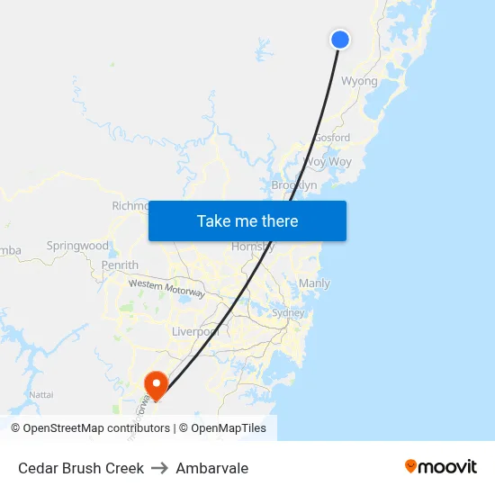 Cedar Brush Creek to Ambarvale map