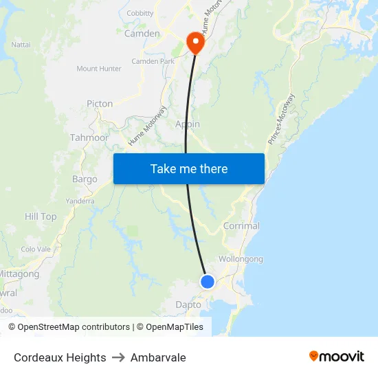 Cordeaux Heights to Ambarvale map