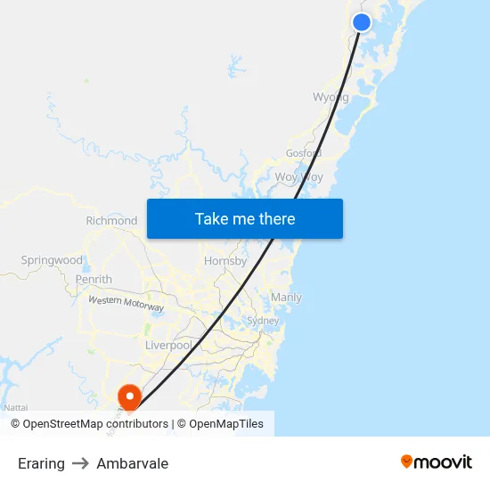 Eraring to Ambarvale map
