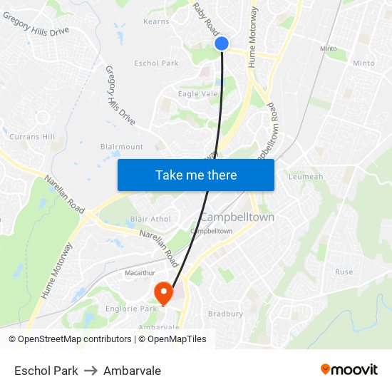 Eschol Park to Ambarvale map