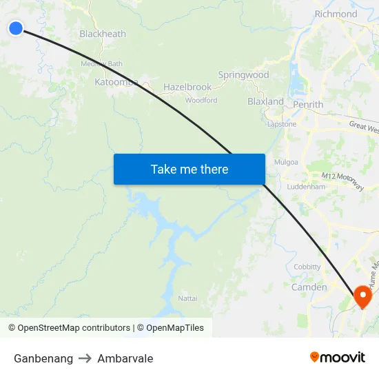 Ganbenang to Ambarvale map