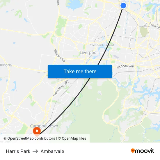 Harris Park to Ambarvale map