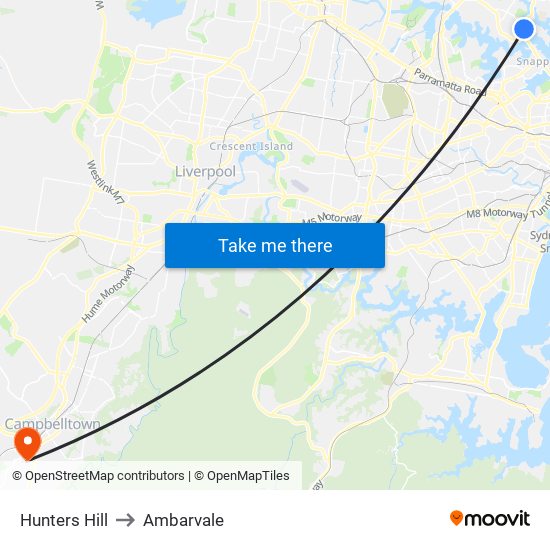 Hunters Hill to Ambarvale map