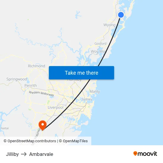 Jilliby to Ambarvale map