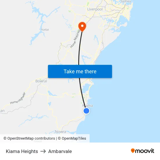 Kiama Heights to Ambarvale map