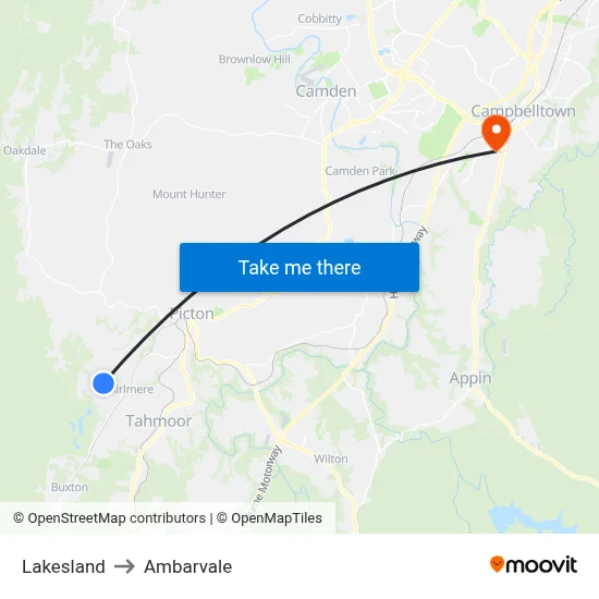 Lakesland to Ambarvale map