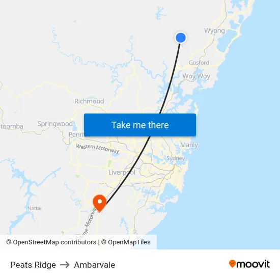Peats Ridge to Ambarvale map