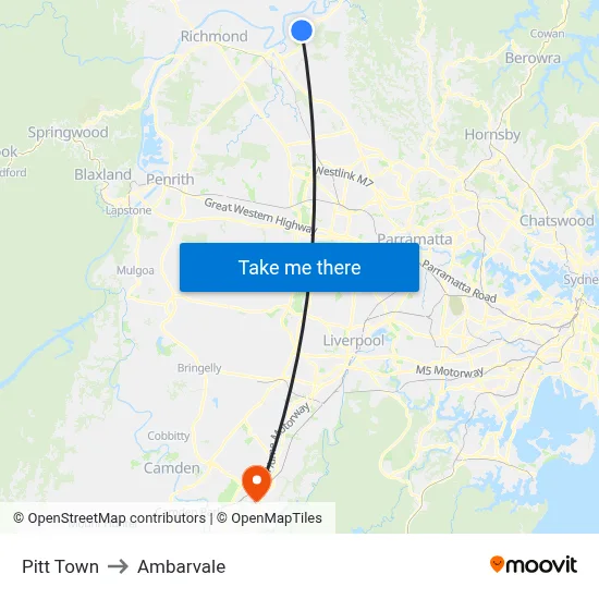 Pitt Town to Ambarvale map