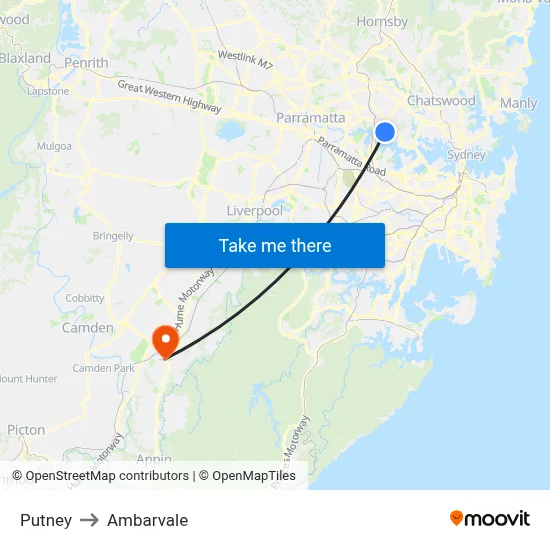 Putney to Ambarvale map