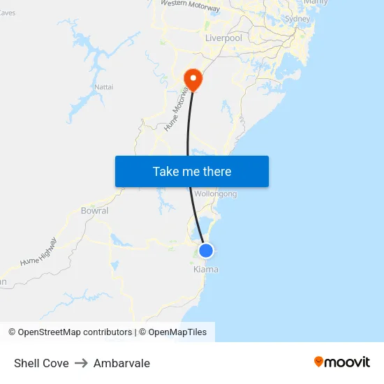 Shell Cove to Ambarvale map