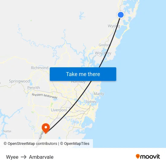 Wyee to Ambarvale map