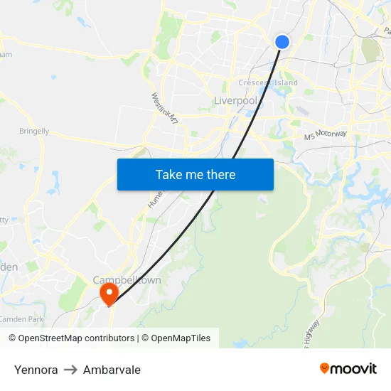 Yennora to Ambarvale map