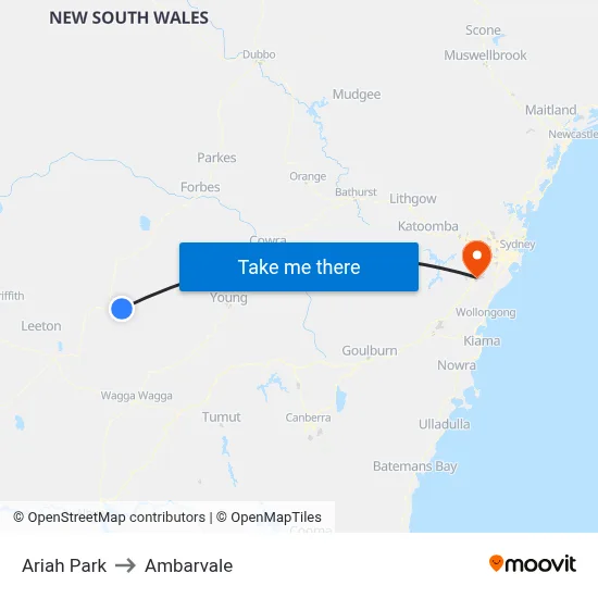 Ariah Park to Ambarvale map