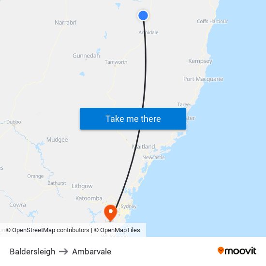 Baldersleigh to Ambarvale map