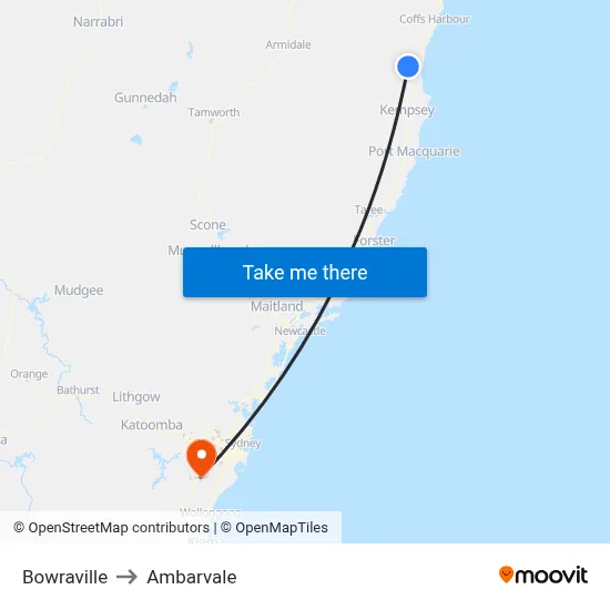 Bowraville to Ambarvale map