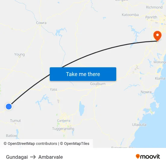 Gundagai to Ambarvale map