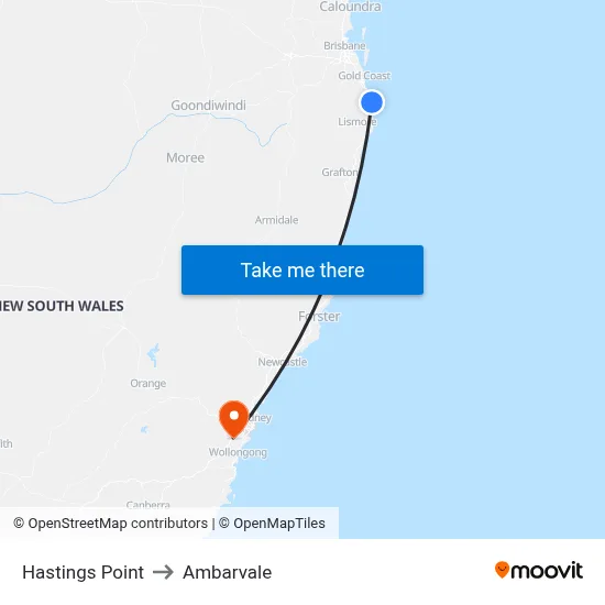 Hastings Point to Ambarvale map
