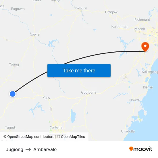 Jugiong to Ambarvale map