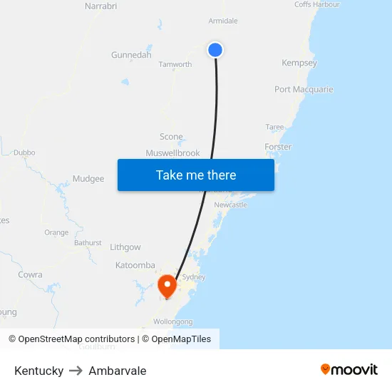 Kentucky to Ambarvale map