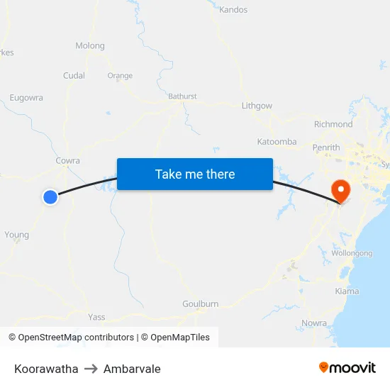 Koorawatha to Ambarvale map