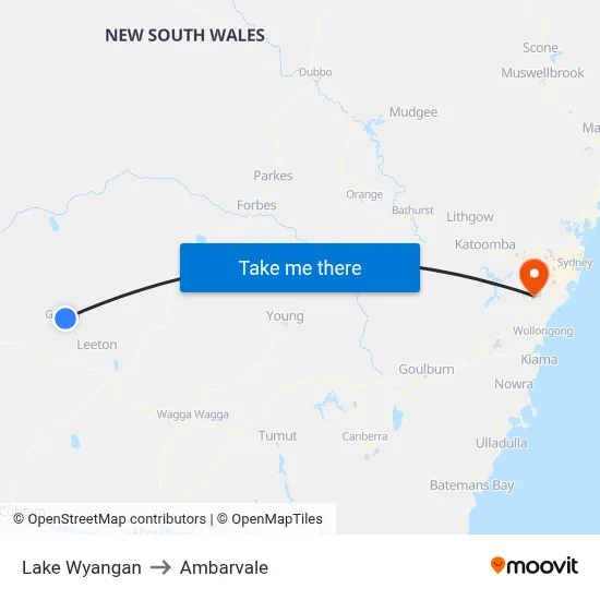 Lake Wyangan to Ambarvale map