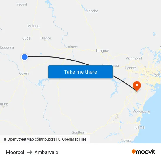 Moorbel to Ambarvale map