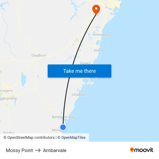 Mossy Point to Ambarvale map