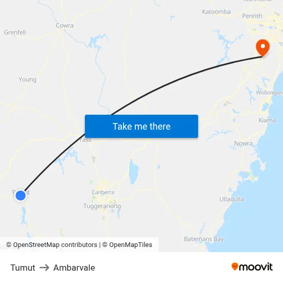 Tumut to Ambarvale map