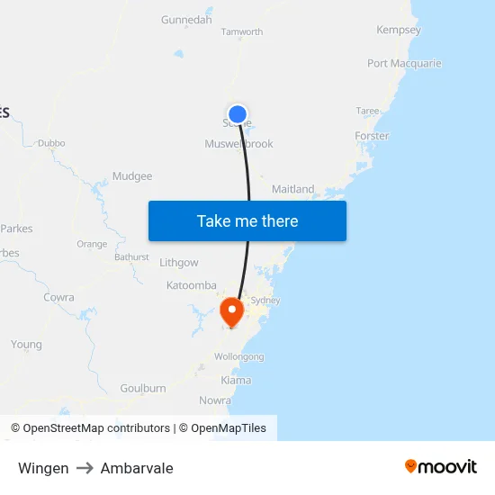 Wingen to Ambarvale map