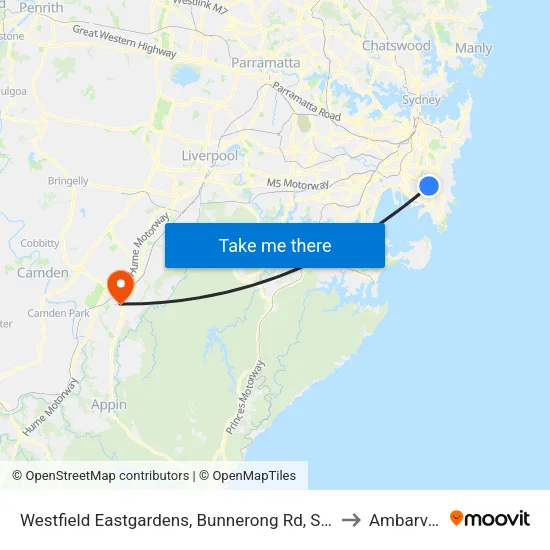 Westfield Eastgardens, Bunnerong Rd, Stand A to Ambarvale map