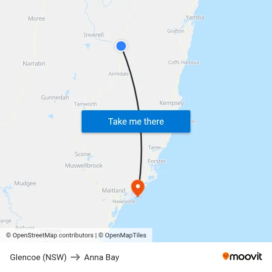 Glencoe (NSW) to Anna Bay map