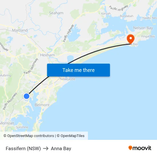 Fassifern (NSW) to Anna Bay map