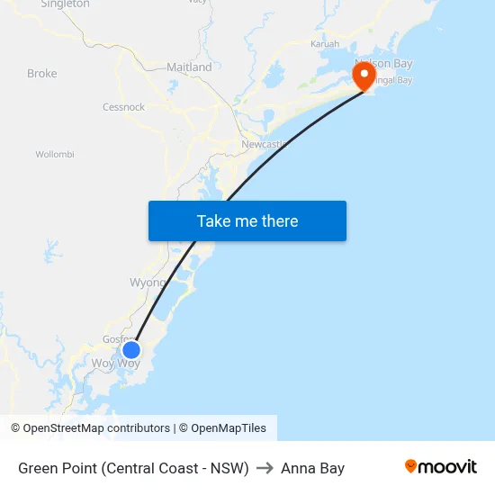 Green Point (Central Coast - NSW) to Anna Bay map