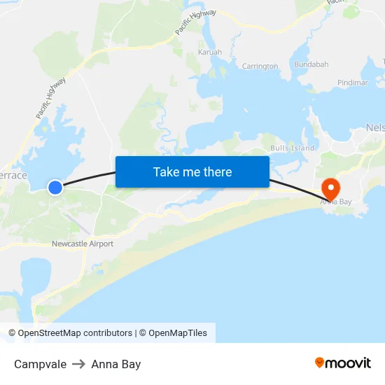 Campvale to Anna Bay map