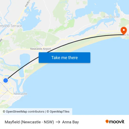 Mayfield (Newcastle - NSW) to Anna Bay map