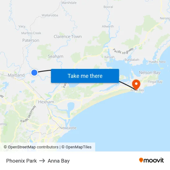Phoenix Park to Anna Bay map