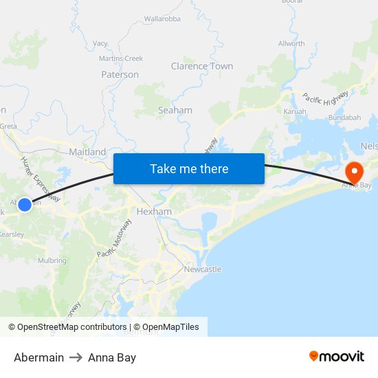 Abermain to Anna Bay map