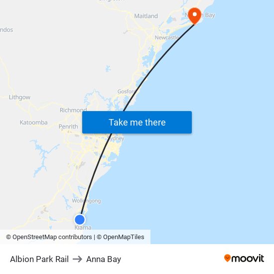 Albion Park Rail to Anna Bay map